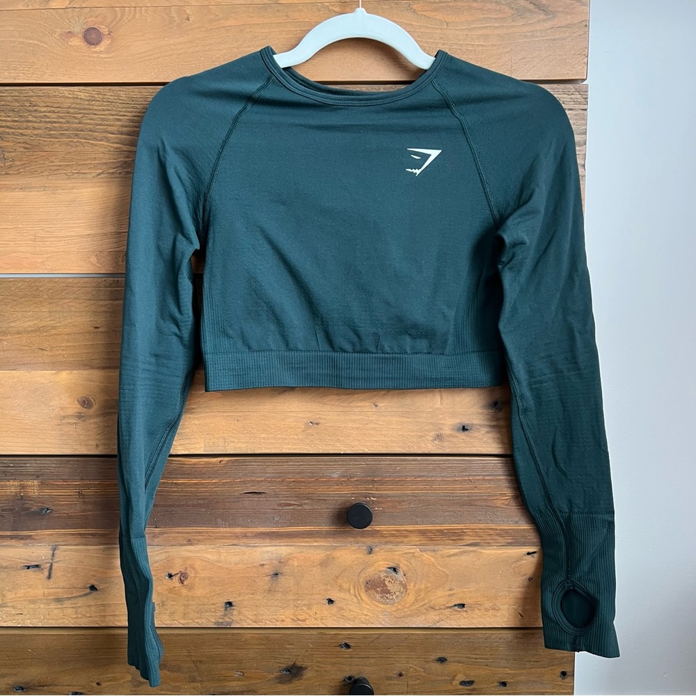 Gymshark Vital Seamless Green Long Sleeve Crop Top